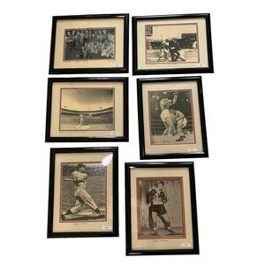 Set Of 6 Framed & Matted Vintage Sports Prints Featuring Iconic Athletes 15" x 1